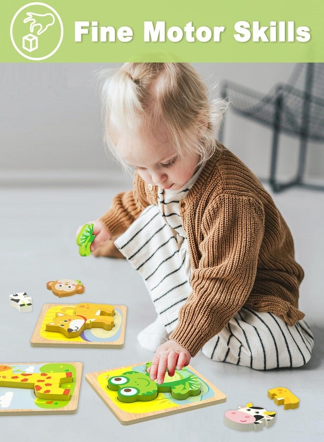 Benresive Wooden Toddler Puzzles, 6pcs Animal Montessori Toys for 1-3 Year Old Boys & Girls, Learning Educational Preschool Toys, Great Gifts for 1 2 3 Year Olds - Image 4